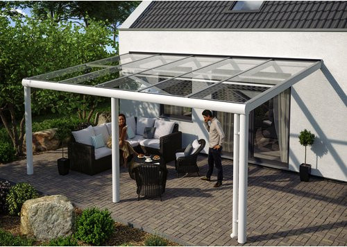 SKANHOLZ Terrassenüberdachung Monza aus Aluminium in Weiß mit Verbund-Sicherheits-Glas (VSG) und integrierter Regenrinne, B/T/H: 541 x 257 x 251 cm - Bild 1