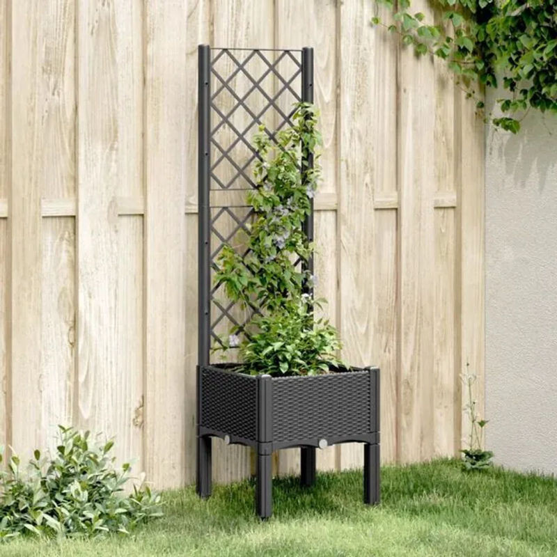 Vidaxl Pflanzkübel mit Rankgitter in Schwarz, H x B x T: 142 x 40 x 40 cm - Bild 1