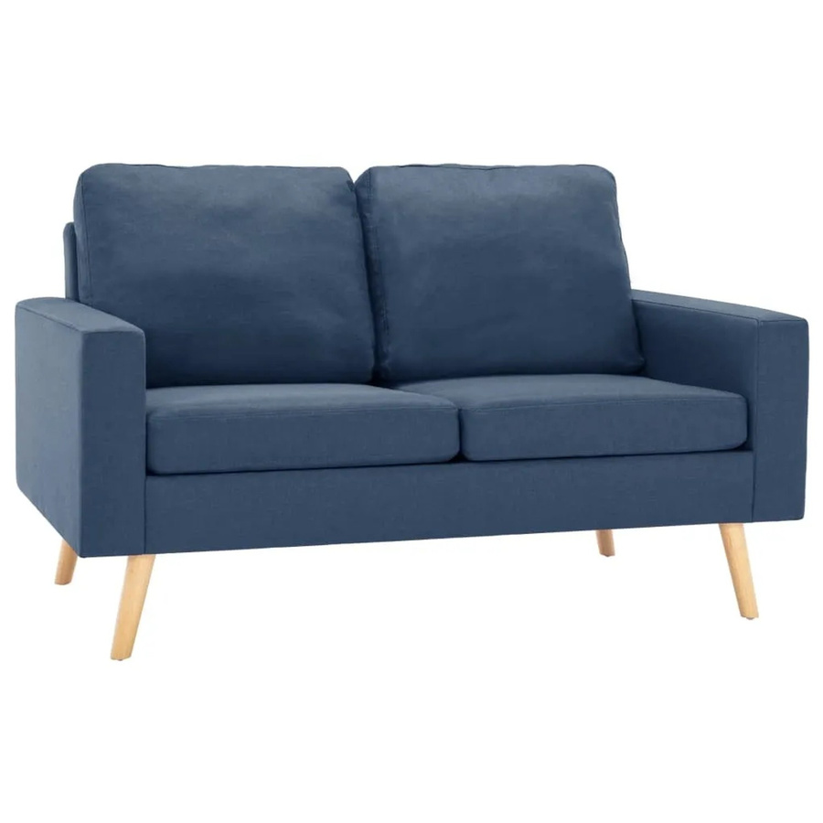 vidaXL 2-teilige Sofagarnitur Modell 3 aus Stoff in Blau mit Sessel und 2-Sitzer-Sofa sowie Massivholzrahmen - Bild 2