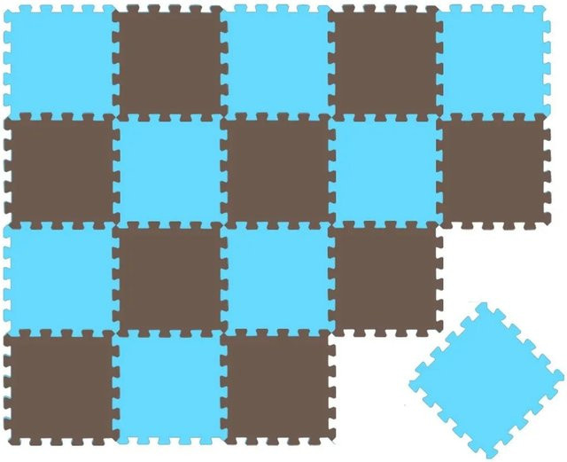 LittleTom Baby & Kinder Puzzlematte 18 Stück, Braun & Hellblau, B/T: 30 x 30 cm - Bild 1