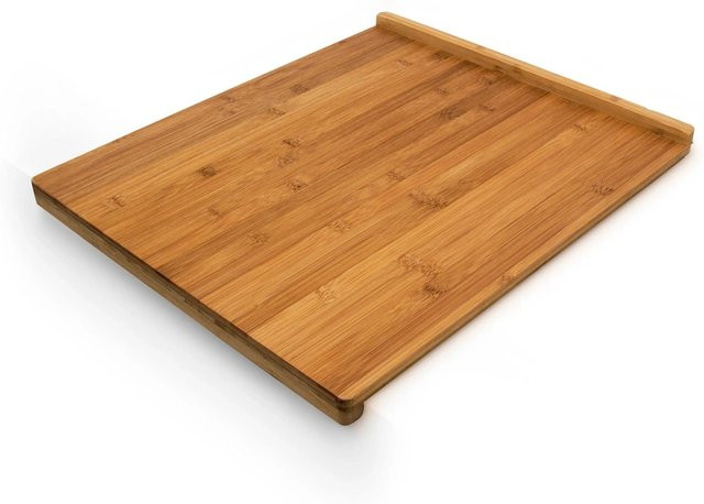 Relaxdays Tranchierbrett aus Bambus in Natur Braun mit Doppelkante, B/T/H: 45 x 38 x 2,5 cm - Bild 1