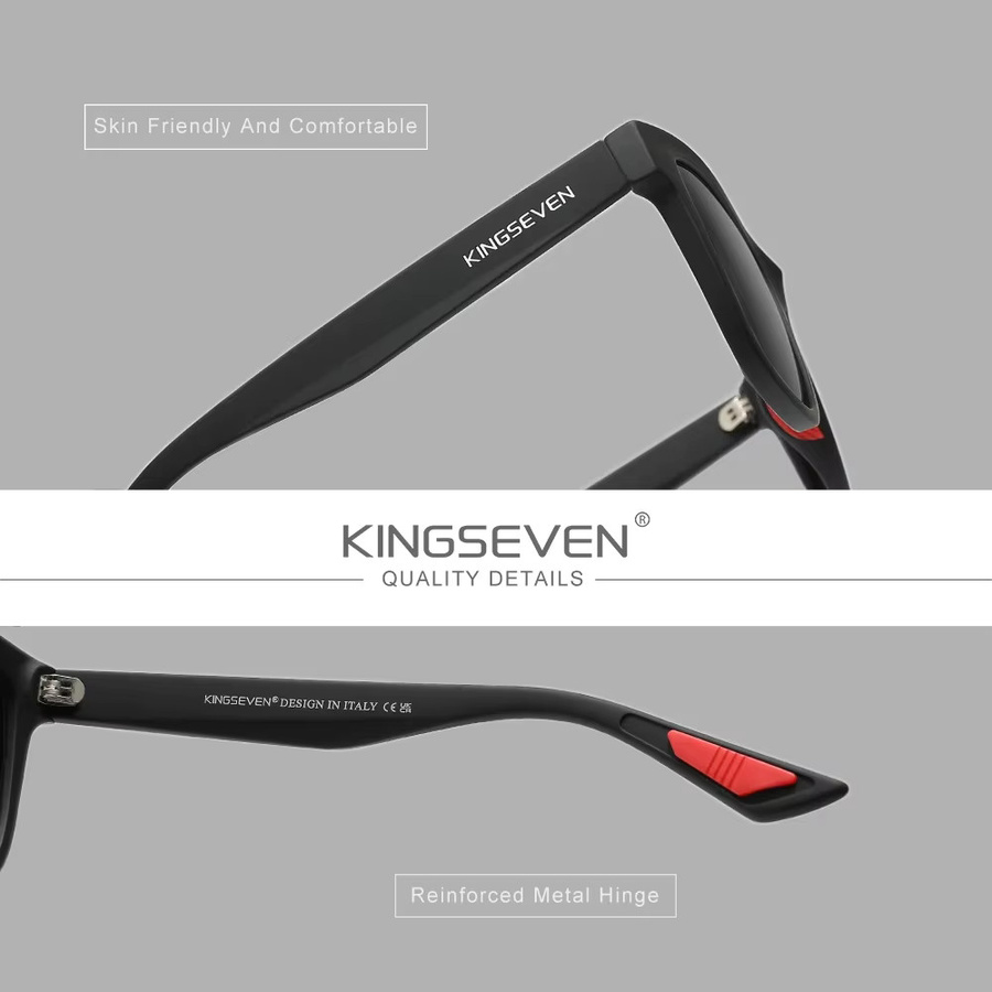 KINGSEVEN Sonnenbrille, Square, Vollrand, Kunststoff, Schwarz, Unisex - Bild 3