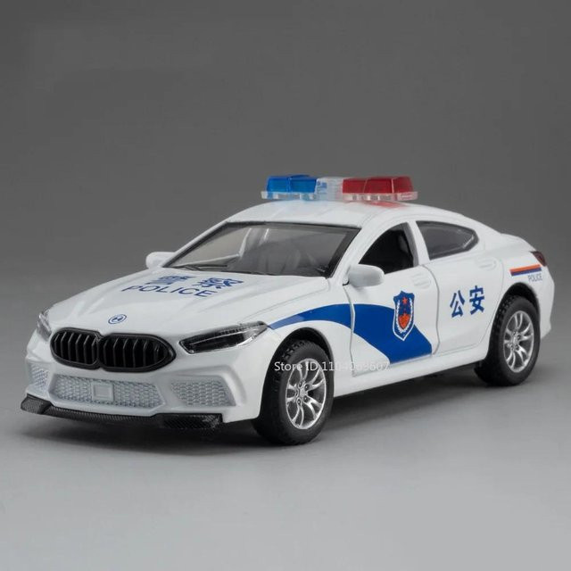 Linyi toy car M8 Mini Polizeiauto, Spielzeugmodell, 1:32, mit Licht und Sound, ab 14 Jahren - Bild 1