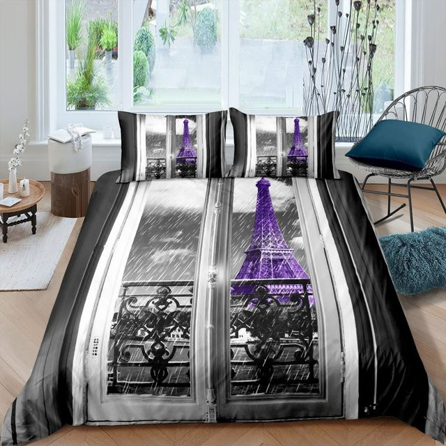 Bettwäsche-Set Your Warm Home Eiffelturm Vintage-Romantik in Grau, B/H: 140 x 210 cm mit 2 Kissenbezügen 50 x 70 cm - Bild 1