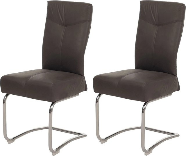 CHEFGASTRO Esszimmerstuhl 2er-Set gepolstert in Grau mit Wildleder-Optik, H x B x T: 105 x 46 x 60 cm, Sitzhöhe: 53 cm - Bild 1
