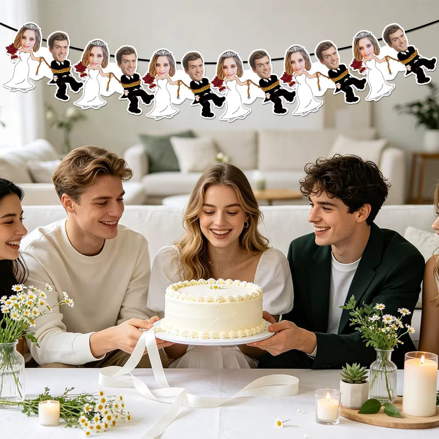 Personalisiertes WEIGAO Gesichtsbanner aus Papier für Hochzeiten und Jubiläen, Mehrfarbig - Bild 4