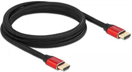 Delock HDMI Anschlusskabel 8K UHD mit eARC, vergoldete Steckkontakte, dreifach geschirmt, Schwarz/Rot, Länge: 2 m - Bild 1