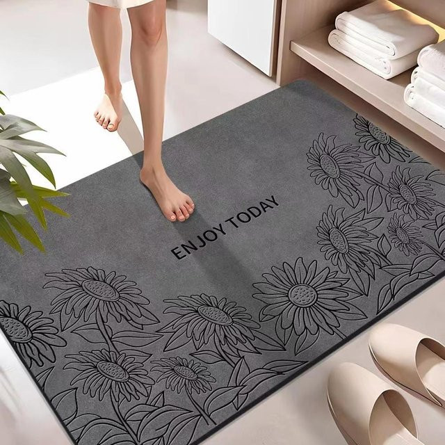 Rutschfeste Kieselgur Fußmatte für Badezimmer und Küche, grau, B/B: 50 x 80 cm - Bild 1