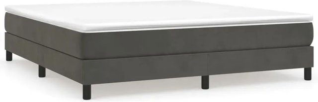 vidaXL Boxspringbett mit Matratze aus Samt in Dunkelgrau, B/T/H: 160 x 200 x 25 cm - Bild 1