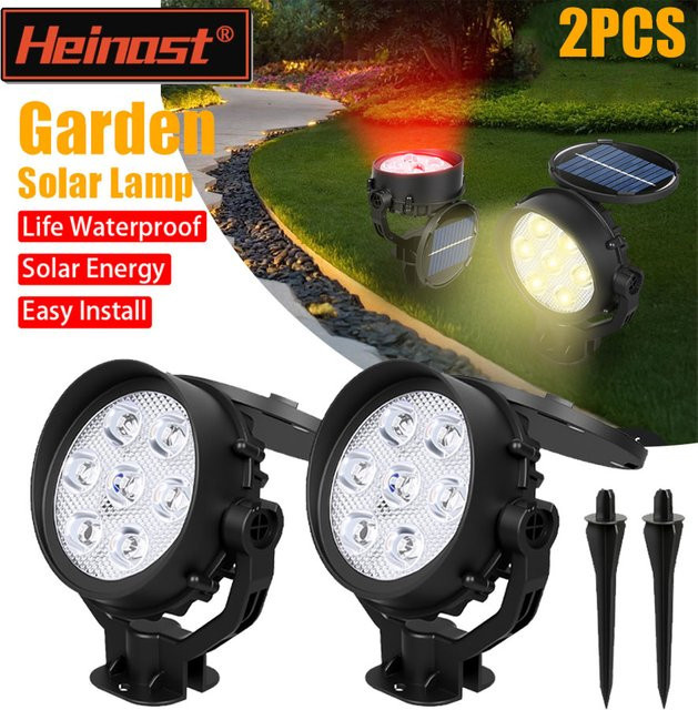 Heinast LED Solar Spot Lichter IP65 Wasserdicht, Schwarz, Einstellbare Helligkeit für Garten und Hof - Bild 1