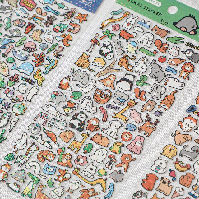 NEKONI Kawaii Glitzer-Aufkleber mit niedlichen Tier-Motiven für Scrapbooking und DIY Journaling, Mehrfarbig - Bild 1