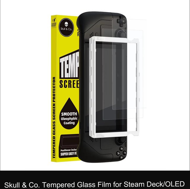 Skull & Co. Displayschutzfolie aus gehärtetem Glas mit Positionierer für Steam Deck LCD und OLED, 2 Stück, transparent - Bild 1