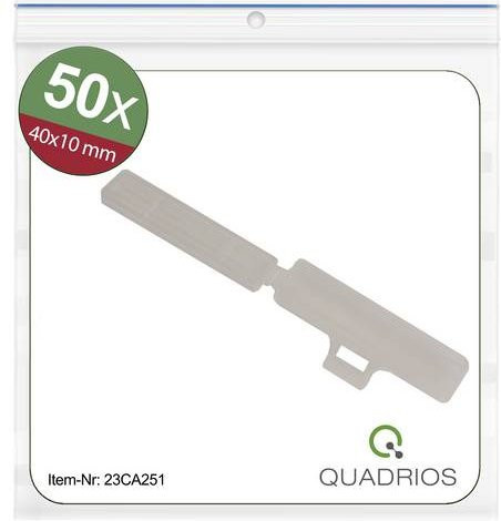 Quadrios 23CA251 Zeichenträger Transparent mit 50 Markierern zur Montage mittels Kabelbinder und einer Beschriftungsfläche von 9,5 x 41 mm - Bild 1