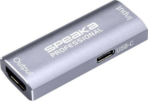 SpeaKa Professional SP-HDMIR-200 HDMI Repeater in Silber mit HDMI, USB-A und USB-C Anschlüssen für bis zu 25m Reichweite - Bild 1