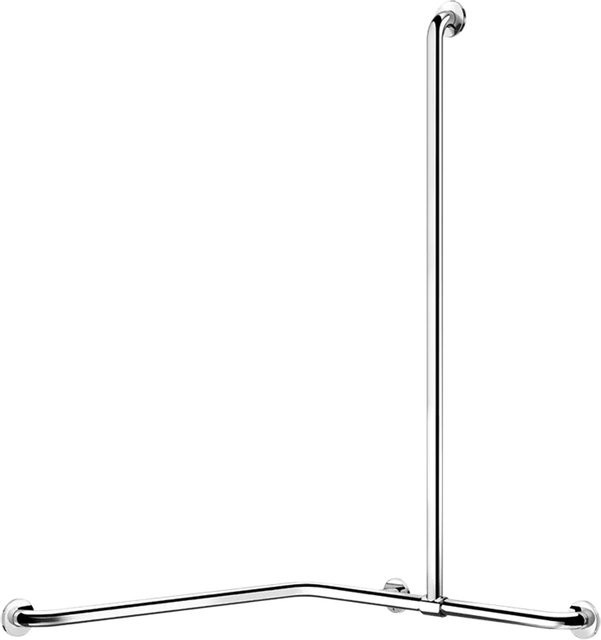 Delabie DUHA Duschhandlauf 2-Wand mit verschiebbarer Brausestange Ø32 mm aus Edelstahl in Silber/Chrom, H: 135 cm, B: 116 cm, T: 75 cm - Bild 1