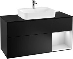 V&B Finion Waschtischunterschrank mit Wandbeleuchtung und LED-Licht, Blau Lackiert, Breite: 120 cm - Bild 1