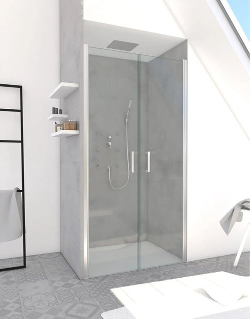 Aurlane Glasdusche Silver Calm 90 in Chrom, rechteckig, transparent, B/T/H: 90 x 200 cm - Bild 1