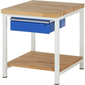 Rau Werkbank höhenverstellbar 8001A7 in Weiß mit 1 Schublade, B: 75 cm, T: 90 cm, H: 84-104 cm - Bild 1