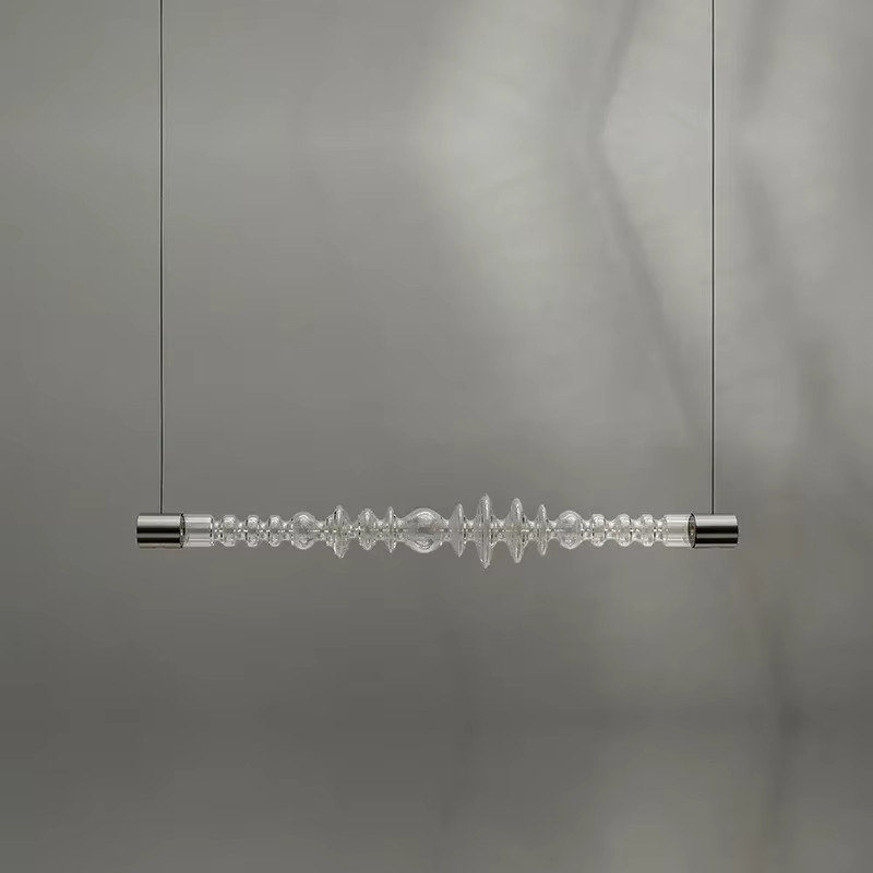 JIANKEXING Caterpillar Pendelleuchte aus Glas und Metall mit LED-Beleuchtung in Transparent und Grau für Küche und Esszimmer - Bild 3