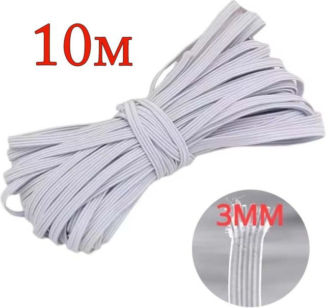 Hochelastisches flaches Gummiband in Schwarz, 10 m Länge, Breite: 3 mm, ideal für DIY-Projekte und Näharbeiten - Bild 1