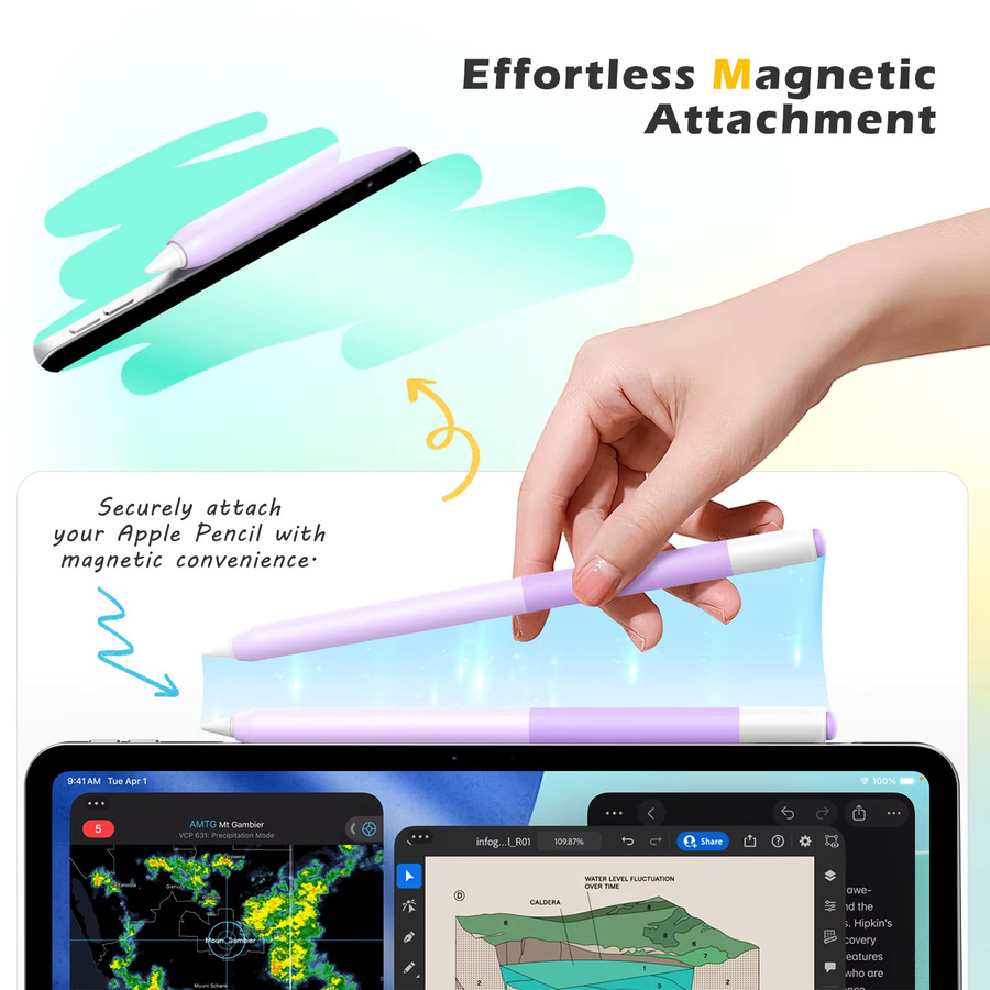MoKo Silikon Schutzhülle für Apple Pencil USB-C in Multicolour, magnetisch und aufladbar - Bild 2