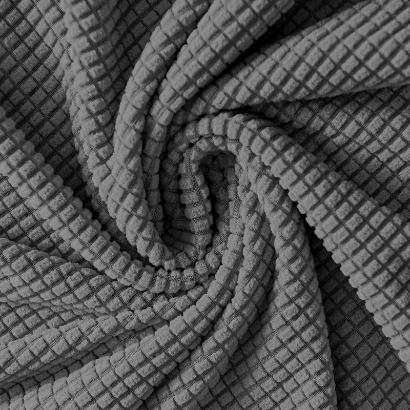 Stretch-Sitzkissenbezug aus Jacquard in Grau für runde Hocker und Esszimmerstühle - Bild 1