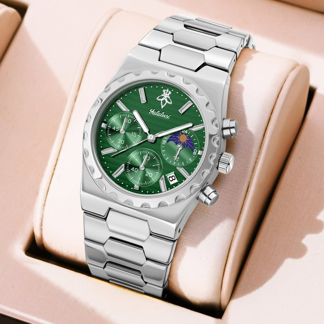 YaLaLuSi Chronograph, Quarz, Edelstahl, Grün, Herren - Bild 1