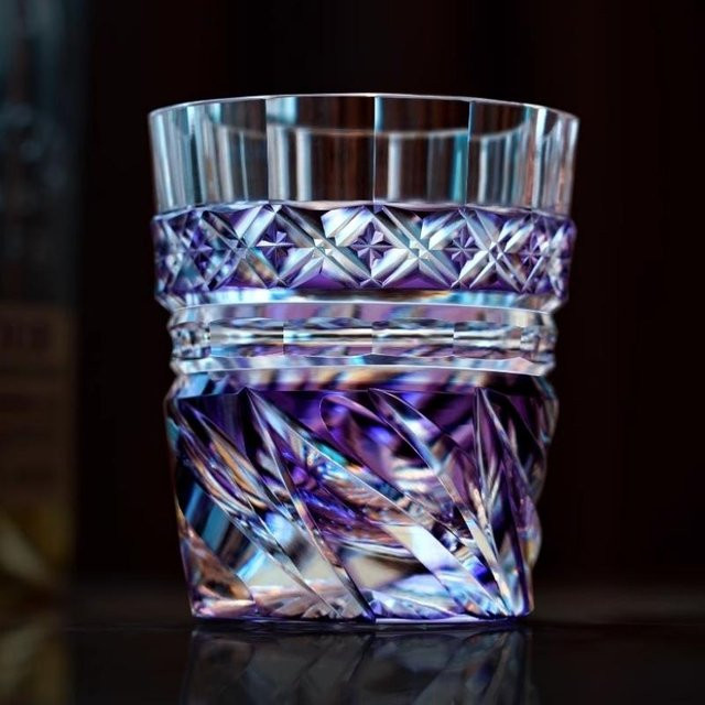 Yiran Furniture Edo Kiriko Kristall Weinglas handgraviert, Violett, 240 ml - Bild 1