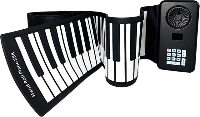 HGTUGO Silikon-Roll-Up-Klavier mit 88 Tasten, tragbare und faltbare elektronische Tastatur mit eingebautem Lautsprecher für Anfänger in Schwarz oder Weiß - Bild 1
