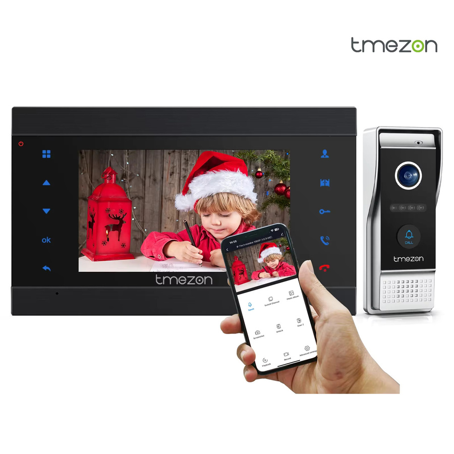 TMEZON Smart Home Video-Gegensprechanlage mit 7 Zoll Touch-Monitor, 1080P WLAN Video-Türsprechanlage und Video-Türklingel, Schwarz - Bild 7