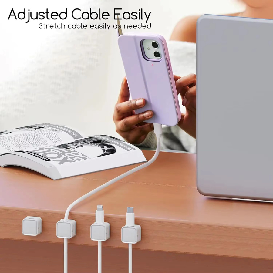 Mrgabwte Magnetische Kabel-Clip-Organizer Set aus Kunststoff, 6 Stück, Weiß - Bild 3