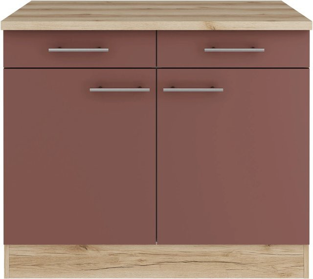 OPTIFIT Bari407 Küchen-Unterschrank in Rostrot mit modernem Design und melaminbeschichteter Qualitätsspanplatte, Breite: 100 cm - Bild 1