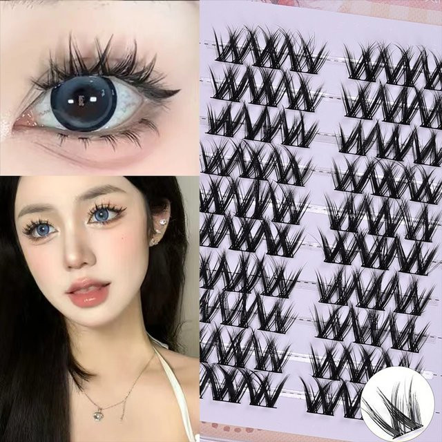JIEFUXIN Cluster-Wimpern, Black, Unisex, Natürlich - Bild 1