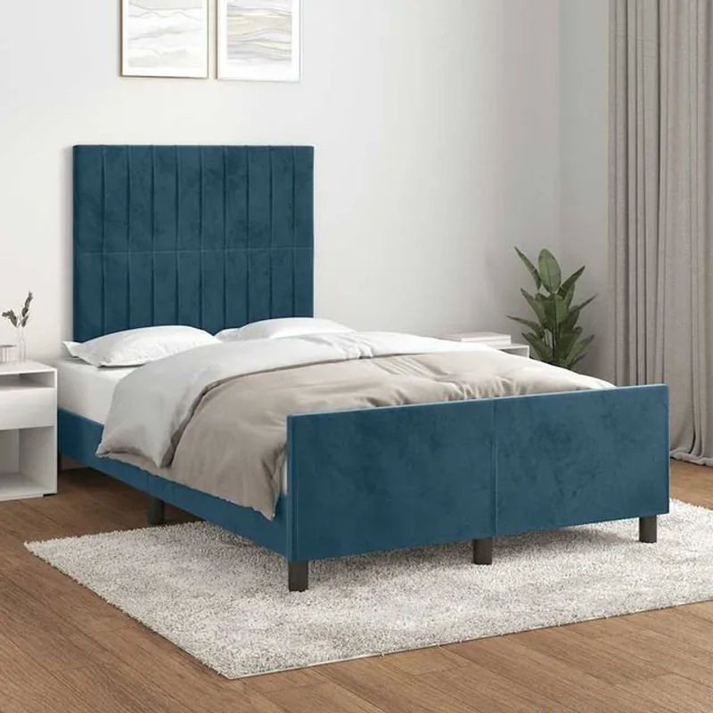Vidaxl Polsterbett aus Samt in Blau, B/T/H: 120 x 200 cm - Bild 1