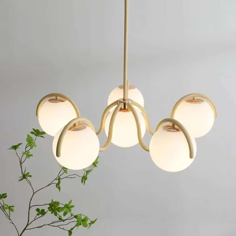 Moderne runde LED-Pendelleuchte von TAONUANSHU aus Glas und Metall in Weiß und Transparent für Wohnzimmer und Schlafzimmer - Bild 1