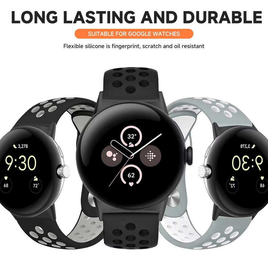 Geekthink Silikon-Sportarmband für Google Pixel Watch 3, 2 und 1 sowie Pixel Watch 3 45 mm, atmungsaktives Armbandzubehör - Bild 3