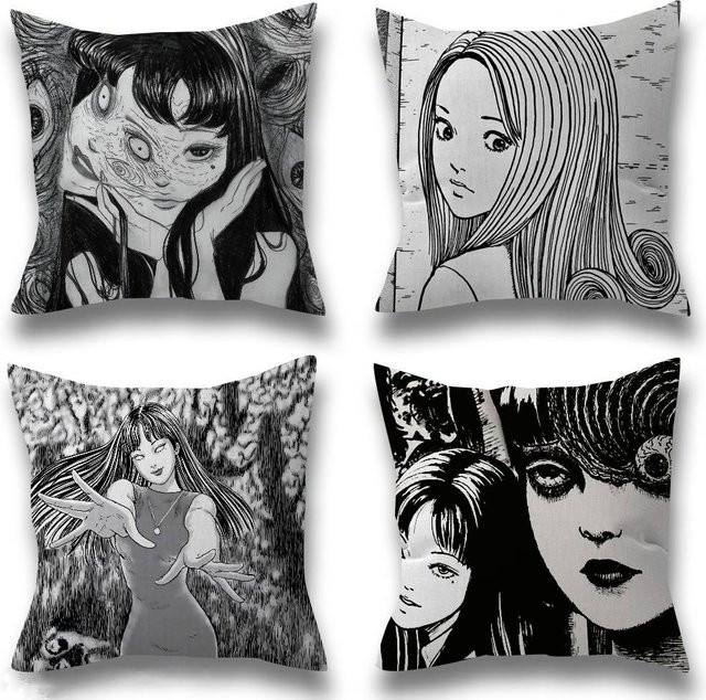 KAYOU Junji Ito Horror Anime Kissenbezug mit Grafikdruck für dein Sofa, B/B/H: 30 x 30 x 30 cm - Bild 1