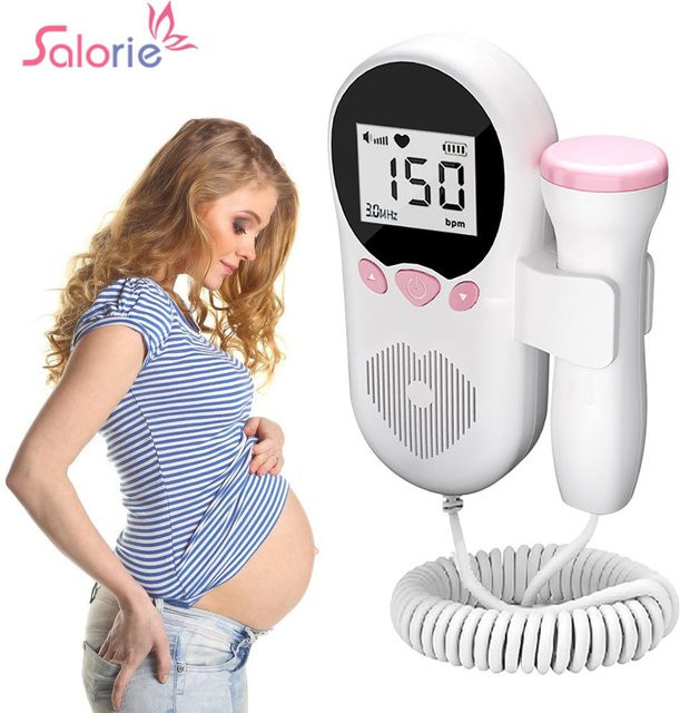 SALORIE Fötaler Doppler Herzschlag Detektor mit 3,0 MHz Sensor und LCD-Display in Weiß - Bild 1