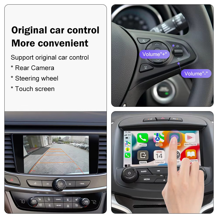 Road Top Kabelloses CarPlay für Buick Regal, Opel Insignia und LaCrosse mit 8-Zoll-Bildschirm, unterstützt Android Auto, Mirror Link und Airplay, Schwarz - Bild 3