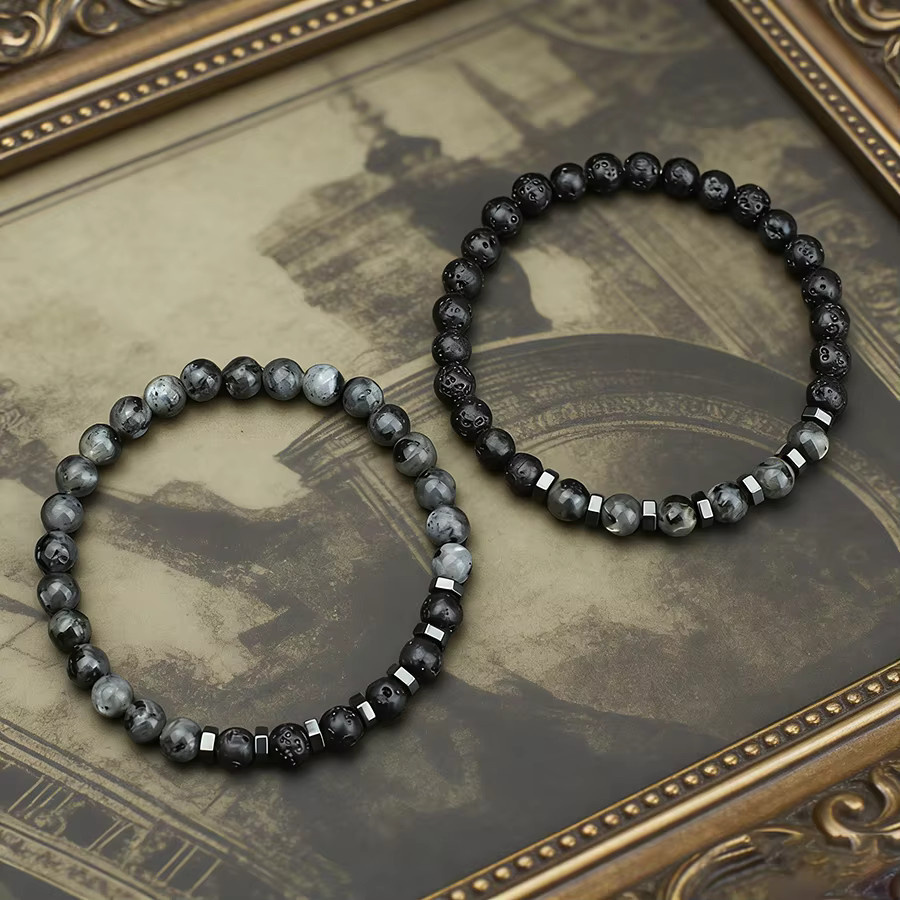 Noter 2-teiliges Set Perlenarmband, Howlit Onyx Tigerauge, Herren - Bild 1