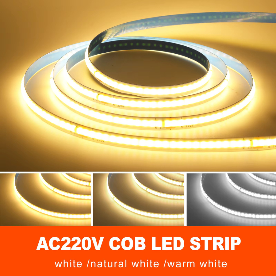 HEGEHE COB LED-Streifen mit 240 LEDs/m, flexible Hochdichte LED-Leiste für AC220V, erhältlich in verschiedenen Farben - Bild 2