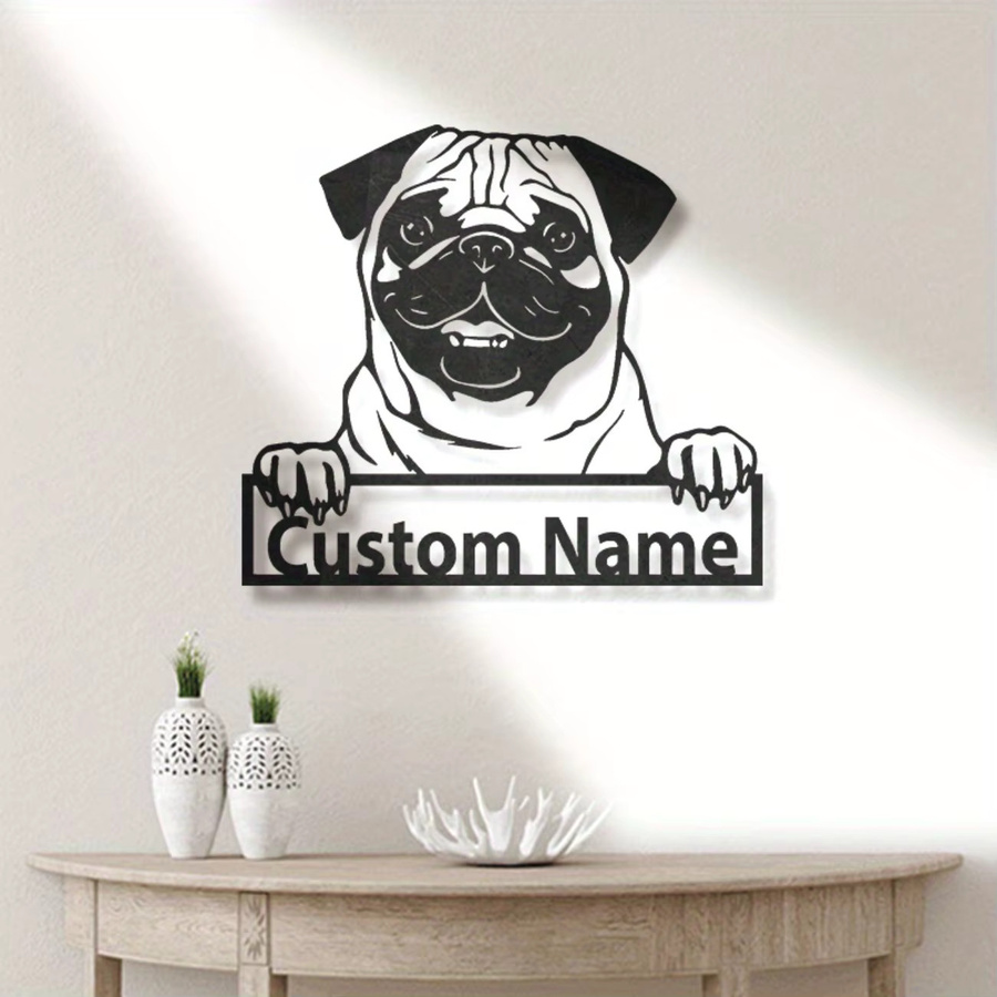 Personalisierte Mops Wandkunst aus Metall in Schwarz von Hello Young – Individuelles Namensschild als moderne Tier-Dekoration zum Aufhängen - Bild 5