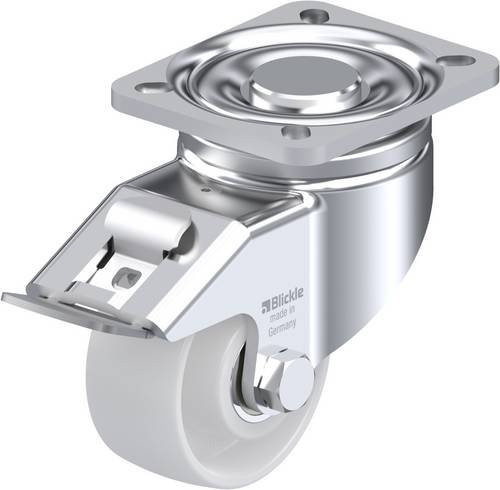 Blickle Lenkrolle LH-PO 82K-FI mit Feststeller, Rad-Durchmesser: 80 mm, Tragfähigkeit: 250 kg, Farbe: Silber/Weiß - Bild 1