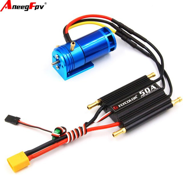 Aneegfpv Bürtenloser Power-Antriebssatz für RC-Boot, mit Wasserkühlungsmotor und Flycolor 50A ESC, Blau - Bild 1