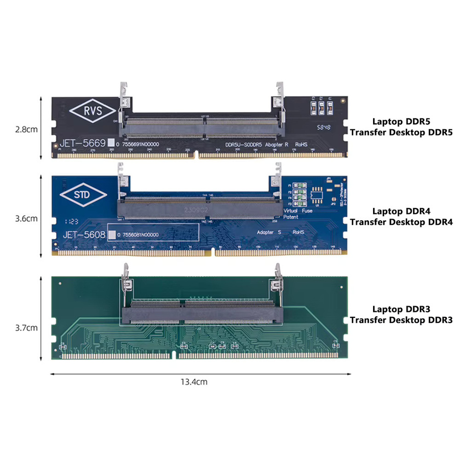 Aideepen RAM Adapter Karte SO-DIMM zu PC DIMM für DDR3 DDR4 DDR5 Laptop Speicher auf Desktop Speicher kompatibel, Farbe: grün - Bild 2