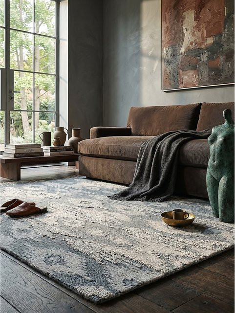 Wollteppich Kadima Design Ethno Blau mit Ikat-Muster, B: 160 cm, T: 230 cm - Bild 1