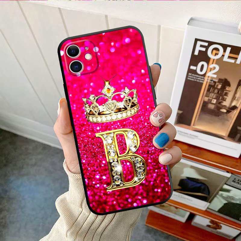 Handyhülle Shell Pink Diamonds Letter für Apple iPhone 11 12 13 14 15 Pro Max und SE 2022 in Pink - Bild 2