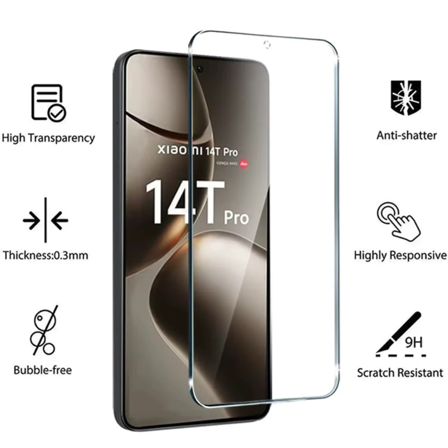 4 Stück Panzerglas Displayschutzfolie für Xiaomi Mi 14T Pro 13T 12T 11T 10T 9T 14 13 12 11 Lite 5G in Transparent - Bild 2