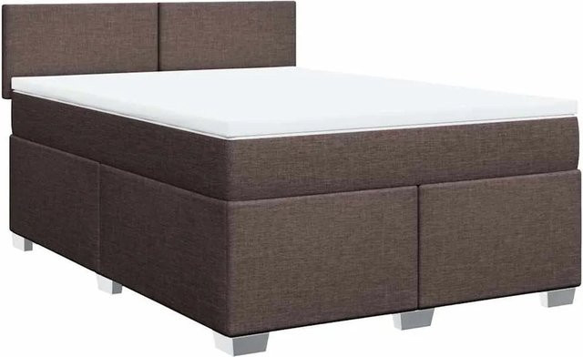vidaXL Boxspringbett Hybrid mit Matratze und Taschenfederkern, Dunkelbraun, B/T/H: 140 x 190 cm - Bild 1