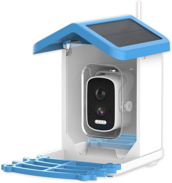 Intelligenter 4G Vogelfutterspender mit Kamera und Solarstrom, 2,4 K Bildschirm, Nachtsicht und IP66 wasserdicht, Grau - Bild 1